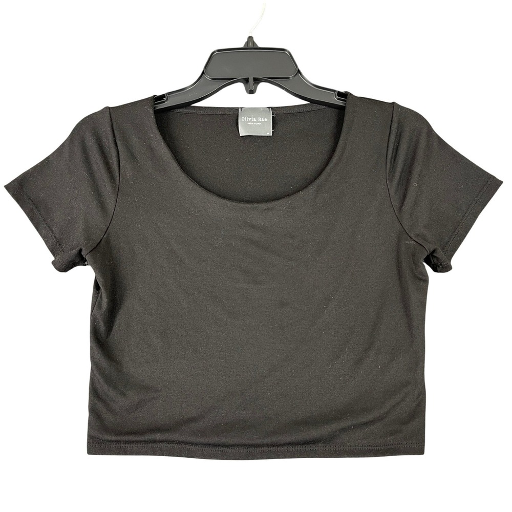 Olivia Rae New York‎ Scoop Neck Crop Top Black Basic M Women Streetwear